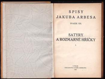 Jakub Arbes: Satyry a rozmarné hříčky