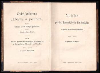 August Sedláček: Sbírka pověstí historických lidu českého v Čechách, na Moravě i ve Slezsku