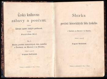 August Sedláček: Sbírka pověstí historických lidu českého v Čechách, na Moravě i ve Slezsku