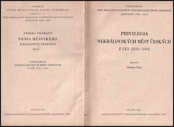 Privilegia nekrálovských měst českých z let 1232-1452