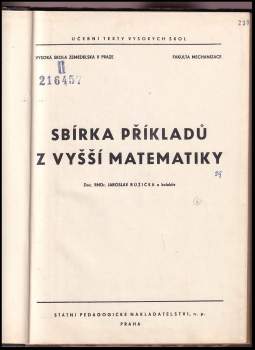 Jaroslav Růžička: Sbírka příkladů z vyšší matematiky
