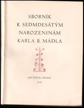 Max Švabinský: Sborník k sedmdesátým narozeninám Karla B. Mádla