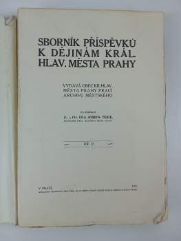 Václav Teige: Sborník příspěvků k dějinám hlav. města Prahy