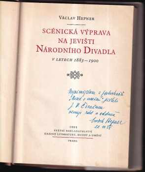 Václav Hepner: Scénická výprava na jevišti Národního divadla PODPIS - VÁCLAV HEPNER