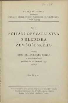 VII. sčítání obyvatelstva s hlediska zemědělského