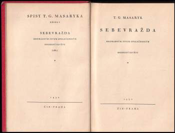 Tomáš Garrigue Masaryk: Sebevražda hromadným jevem společenským moderní osvěty