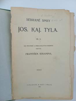 Josef Kajetán Tyl: Sebrané spisy Jos. Kaj. Tyla