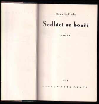 Hans Fallada: Sedláci se bouří - DEDIKACE / PODPIS HANS FALLADA