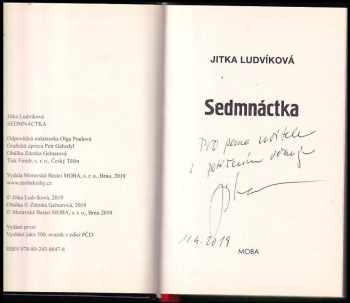 Jitka Ludvíková: Sedmnáctka, PODPIS Jitka Ludvíková