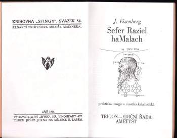 Isaac Eisenberg: Sefer Raziel haMalach praktická teurgie a mystika kabalistická