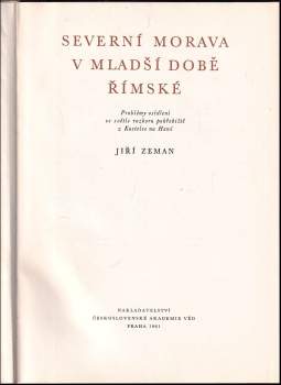 Jiří Zeman: Severní Morava v mladší době římské