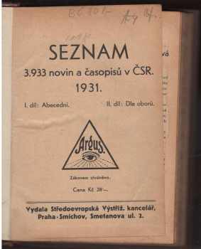 Seznam 3 933 novin a časopisů v ČSR 1931