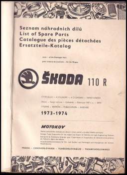 Seznam náhradních dílů vozů Škoda 110 R 1973-1974 čtyřválec