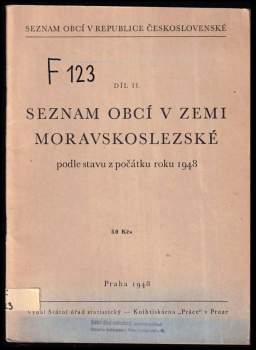 Seznam obcí v Zemi moravskoslezské podle stavu z počátku roku 1948