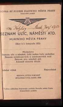 Seznam ulic, náměstí atd hlavního města Prahy : (stav k 1. listopadu 1951).