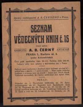 Seznam vědeckých knih č. 15, které nabízí A.B. Černý