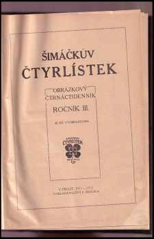 Richard Muther: Šimáčkův čtyřlístek : obrázkový čtrnáctidenník, ročník III.