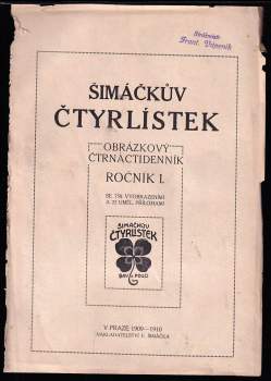Šimáčkův čtyřlístek - ročník I. 1909-1910