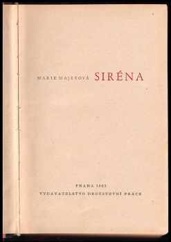 Marie Majerová: Siréna