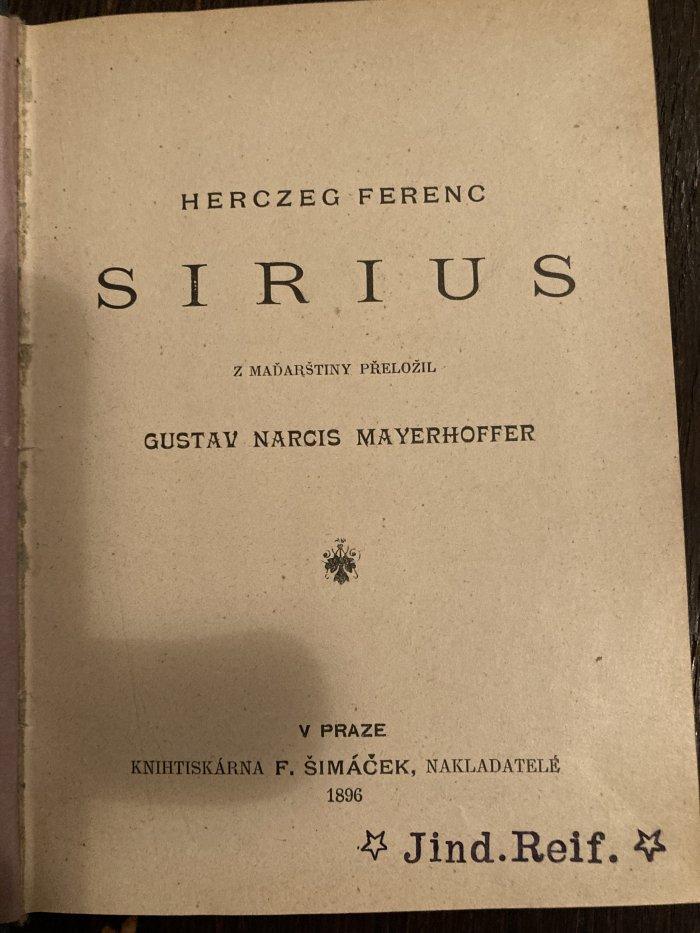 Sirius - Ferenc Herczeg (1896, F. Šimáček) - ID: 510754
