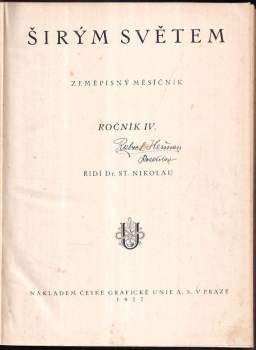 Širým světem - zeměpisný měsíčník - ročník IV.