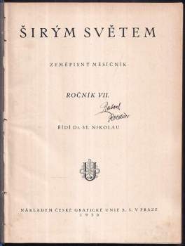 Stanislav Nikolau: Širým světem ročník VII. zeměpisný měsíčník
