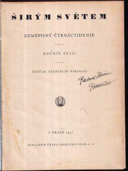 Stanislav Nikolau: Širým světem - zeměpisný měsíčník - ročník XVIII.