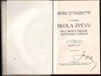 Ferdinand Sládek: Škola zpěvu pro školy obecné, měšťanské i střední