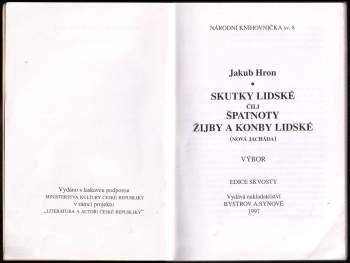 Jakub Hron: Skutky lidské, čili, Špatnoty žijby a konby lidské