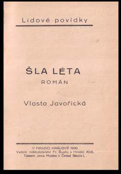 Vlasta Javořická: Šla léta