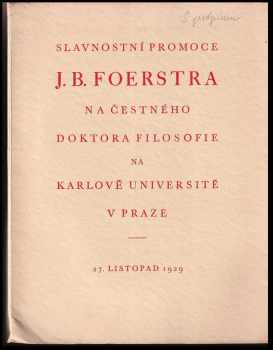Slavnostní promoce J. B. Foerstra