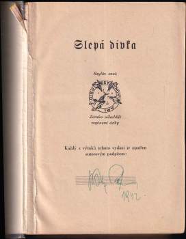 Josef Reyl: Slepá dívka z Malé Strany