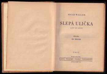 Edgar Wallace: Slepá ulička