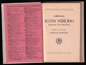 Félicité Robert de Lamennais: Slova věřícího (Paroles d'un croyant)