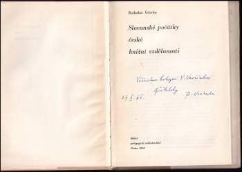 Radoslav Večerka: Slovanské počátky české knižní vzdělanosti