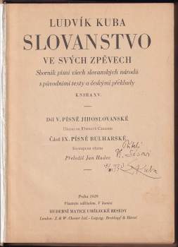 Ludvík Kuba: Slovanstvo ve svých zpěvech
