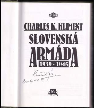 Charles K Kliment: Slovenská armáda PODPIS PILOT JÁN REŽŇÁK