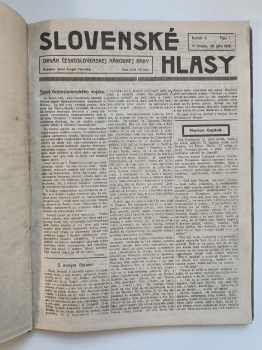 Jozef Gregor-Tajovský: SLOVENSKÉ HLASY ROČNÍK II. ČÍSLO 1 - 22 KOMPLETNÍ