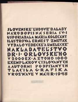 Ernest Zmeták: Slovenské ľudové balady