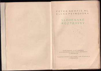 Peter Kompiš: Slovenské rozprávky