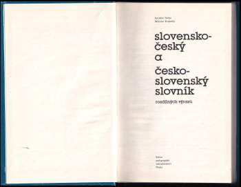 Jaroslav Nečas: Slovensko-český a česko-slovenský slovník rozdílných výrazů