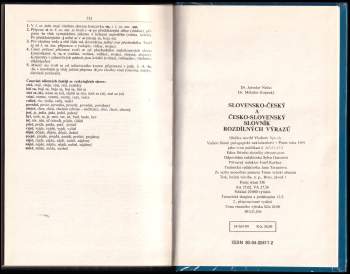Jaroslav Nečas: Slovensko-český a česko-slovenský slovník rozdílných výrazů
