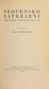 Slovensko literární od doby Bernolákovy