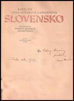 Anna Gašparíková-Horáková: Slovensko
