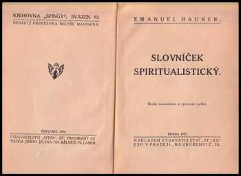 Emanuel Hauner: Slovníček spiritualistický