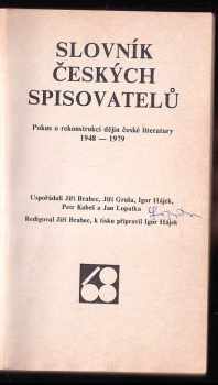 Slovník českých spisovatelů - pokus o rekonstrukci dějin české literatury 1948-1979