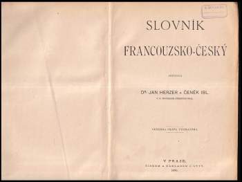 Jan Herzer: Slovník francouzsko-český