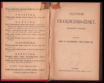 Jan Herzer: Slovník francouzsko-český