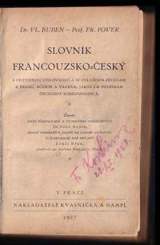 Vladimír Buben: Slovník francouzsko-český