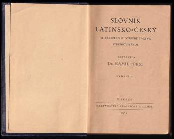 Kamil Fürst: Slovník latinsko-český